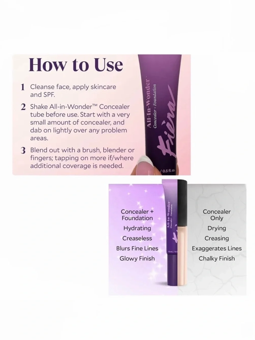 Fièra All-in-Wonder Concealer + Foundation & Contoured Concealer Brush - Beige